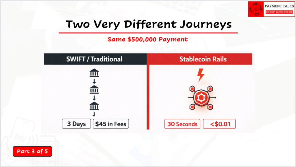 Stablecoins vs Traditional Payment Rails: Same Payment, Two Very Different Journeys – Part 3 of 5