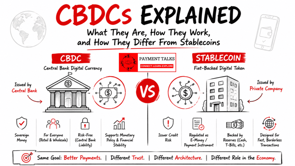 CBDC vs stablecoin comparison: central bank issuance vs private issuance