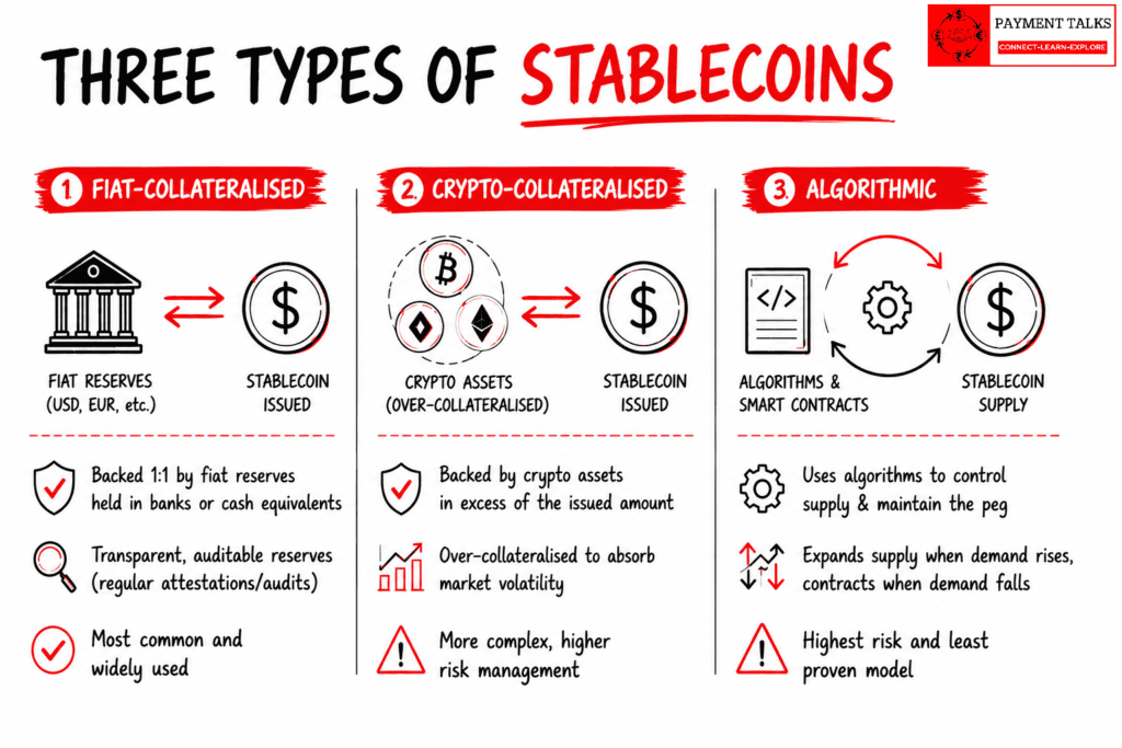 Three Types of Stablecoins compared