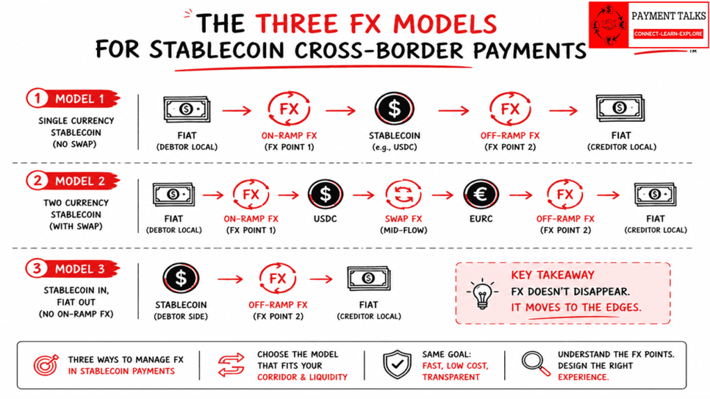 Comparison of three FX models in stablecoin settlement for cross-border payments